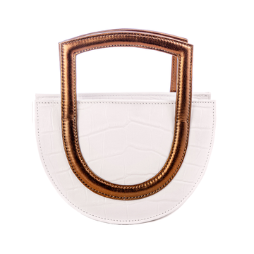 Sukoon - White x Brown - Top Handle bag