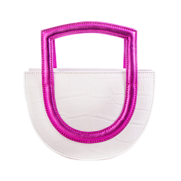 Sukoon - White x Fuchsia - Top Handle bag