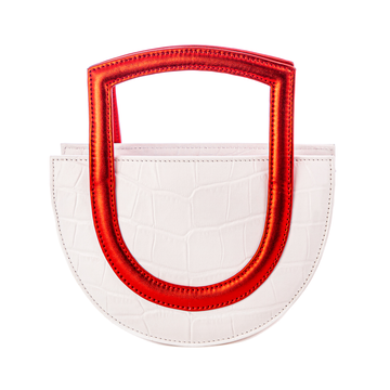 Sukoon - White x Red - Top Handle bag