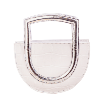 Sukoon - White x Silver - Top Handle bag